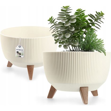 KADAX Blumentopf aus Kunststoff mit drei Einsteckstützen, 33 cm, Creme (1/5)