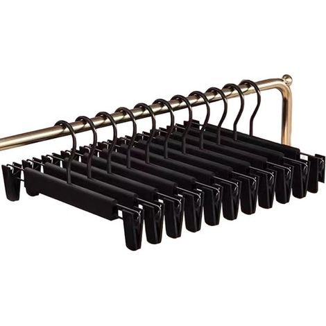 Cintres à pantalons avec antidérapant - noir - Gain de place - Cintres à deux supports - Porte-pantalons et jupes - Cintre jupe pantalon - 11 pièces (1/5)