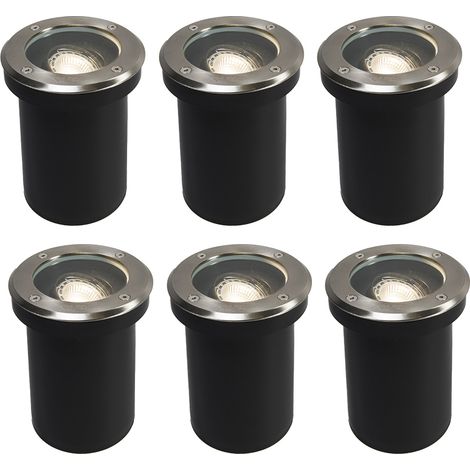 Set of 6 Smart Outdoor Ground Spotlights Adjustable Incl. WiFi GU10 - Delux