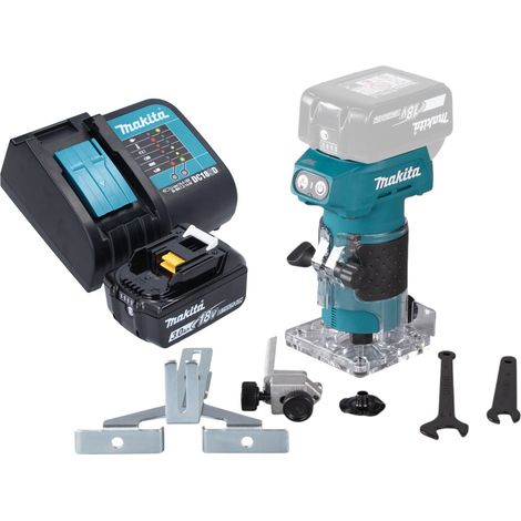 Makita DRT 52 SF1 Fraiseuse de bords sans fil 18 V 6 mm Brushless + 1x batterie 3,0 Ah + chargeur