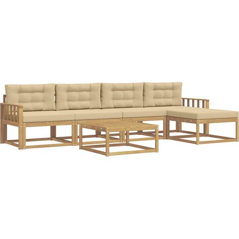 Outdoor-Sofagarnitur 6 pcs Weiß und Beige 79 x 79 x 37 cm vidaXL