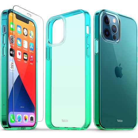 CUSTODIA IN VETRO PER IPHONE 13/14 6.1' VERDE TRASPARENTE (1/5)