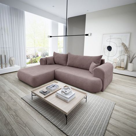 Ecksofa Schlafsofa ANIKE Stoff Now or Never Altrosa Ottomane Links (1/5)