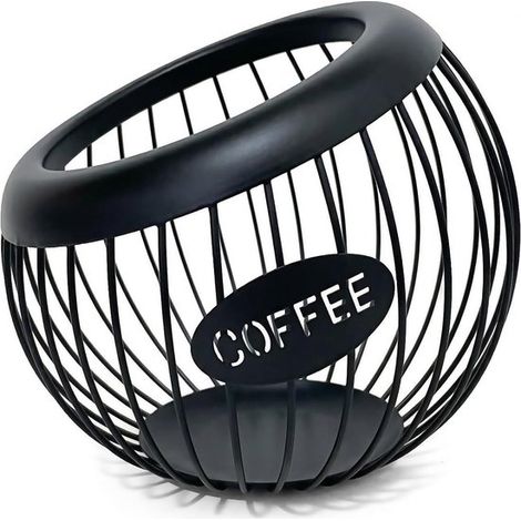 Cestino portaoggetti - Porta capsule di caffè - Cestino portaoggetti in metallo da appoggio - Grande capacità - Accessori per bar del caffè - Nero (1/5)