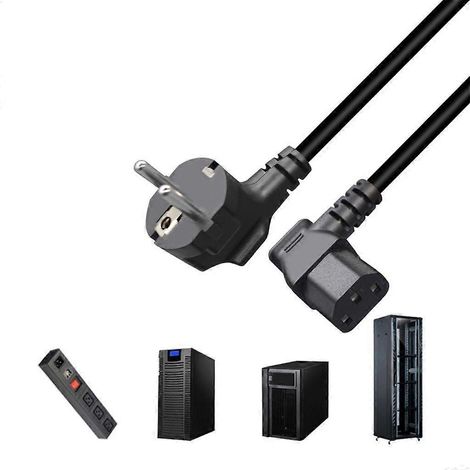 Câble d'alimentation d'extension de 1 m, connecteur coudé EU4,8 mm vers IEC320 C13 (prise allemande) (1/4)