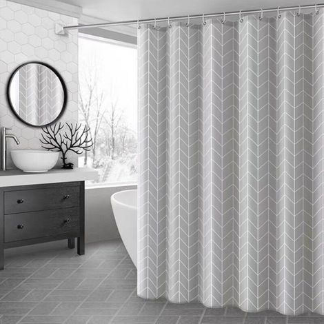 Rideau de Douche Imprimé Océan Abstrait - Design Géométrique - Imperméable - Accessoire Décoratif pour Baignoire - Taille Standard (1/5)