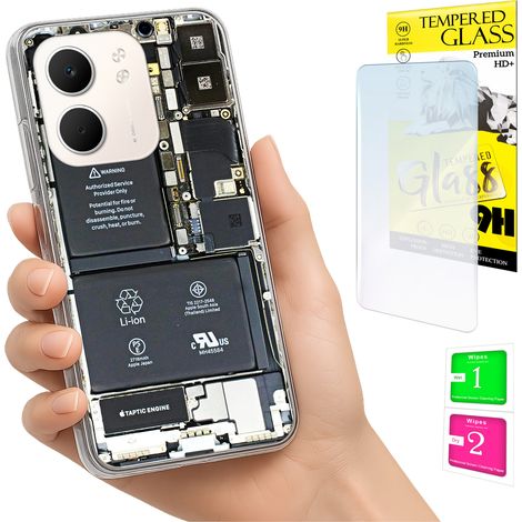 Custodia per Oppo A5X, cover posteriore con vetro temperato 9H. (1/5)
