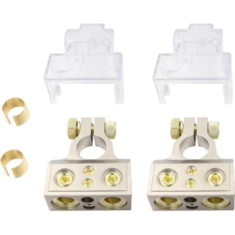 Connecteur de borne de batterie de voiture, pinces de batterie positives et négatives à 4 voies avec couvercles, convient aux voitures et aux bateaux (1/5)