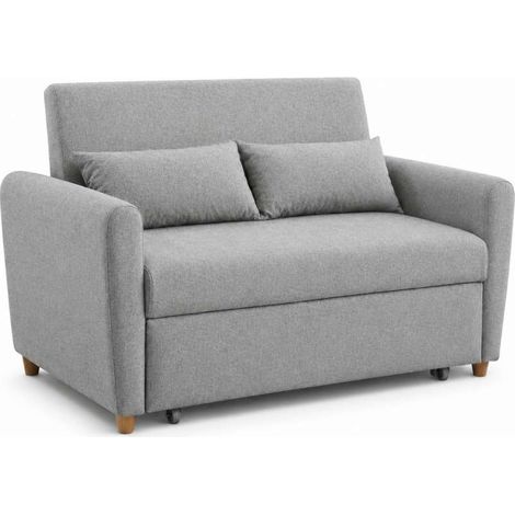 Divano Letto 2 Posti in Tessuto Grigio 140x86x88 cm Apertura Letto 190x112 cm Pull-Out - Domo Mea (1/5)