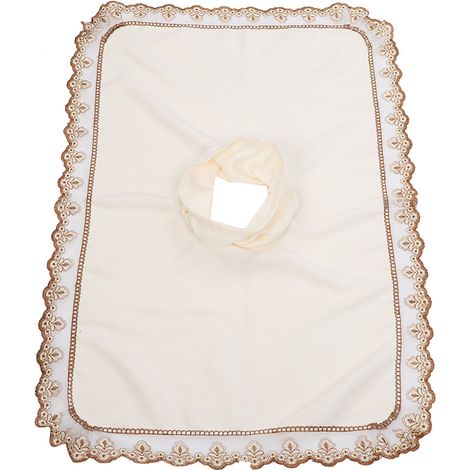 Table de massage spa avec alèse pour tête, drap de lit esthétique, housse à trou pour salon de beauté, beige blanc, lot de 2 (1/5)