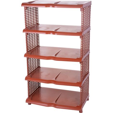 Regal Strend Pro, für Schuhe, 5-stöckig, Kunststoff, Rattan, 48x30,5x86 cm