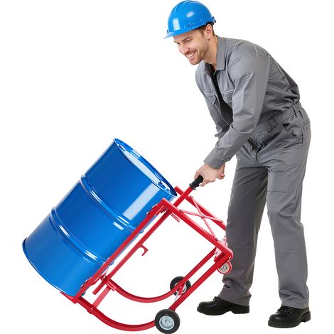 Support de fût Mobile Rouge de 55 gallons avec roulettes, capacité de 600 LB, pour manutention de fûts Robustes, pour ateliers, usines, garages et entrepôts. (1/5)