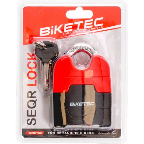 Cadenas à clé BIKETEC SEQR (jeu de 3 clés) - Taille : 72 mm, anse : 13 mm
