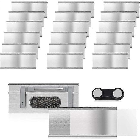 Magnetische Namensschilder, 20er-Packung magnetische Aluminium-Namensschilder mit Doppelmagnet für Arbeit, Ausstellungen und Restaurants. (1/5)
