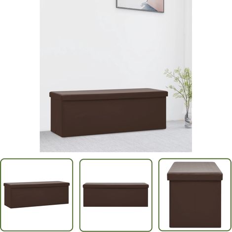 The Living Store Faltbare Sitzbank mit Stauraum Braun PVC - Sitzbank - Stauraumbank - Wohnzimmerbank - Etagenwohnung Möbel - Kompakte Bank (1/5)