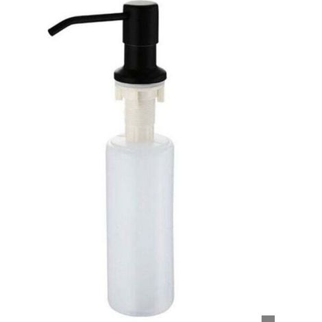 Distributeur Savon Liquide Encastrable - 300 ml - Compatible Trou Évier 26 à 36 mm - Buse Rotative 360° - Acier Inoxydable et ABS - Noir (1/4)