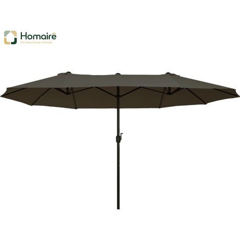HOMAIRE Doppelsonnenschirm Gartenschirm mit Handkurbel Grau Oval