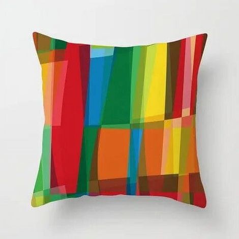 Taie D'oreiller Coton Linen Motif Géométrique Abstrait Usage Intérieur Extérieur 40x40 cm (1/5)
