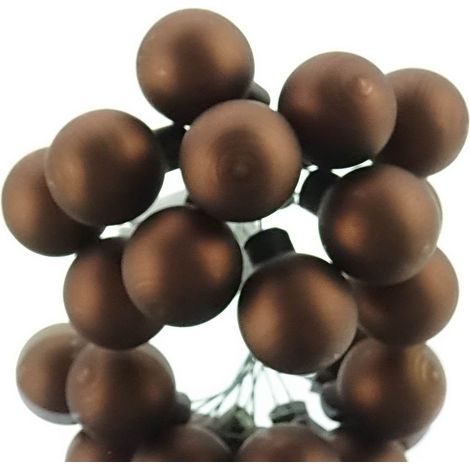 Mini-Weihnachtskugeln Espresso braun am Draht matt Ø 2,5 cm aus Glas - 12er Set