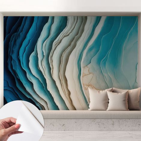 Carta da parati autoadesiva - impermeabile - murale da parete - decorazione murale - Onde di armonia 208x146 cm (1/5)