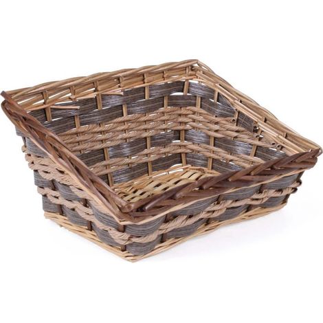Cesto vimini ecorattan rettangolare naturale/marrone, 35x27x9/18 cm (kit da 5)