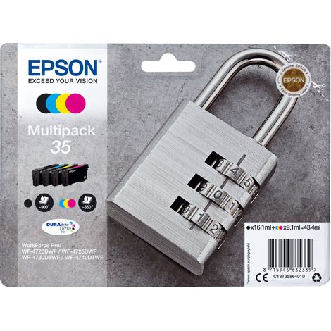 Epson Padlock C13T35864020 cartouche d'encre 1 pièce(s) Original Rendement standard Noir, Cyan, Magenta, Jaune (1/2)