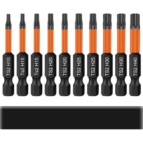 Embouts De Vissage Torx, 10 Embouts De Vissage Torx 50 mm De Long Tige Hexagonale 1/4 » Avec MéMoire De Base, T10/T15/T20/T25/T30/T40 Jeu D'Embouts éLectriques (1/4)