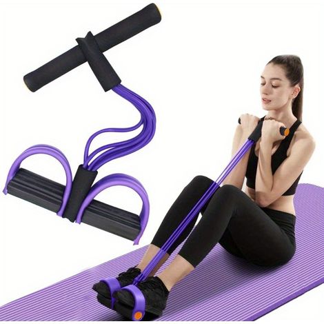 Bande de résistance élastique – 6 tubes – Conception ergonomique – Bande de résistance violette – Poignées confortables (1/5)