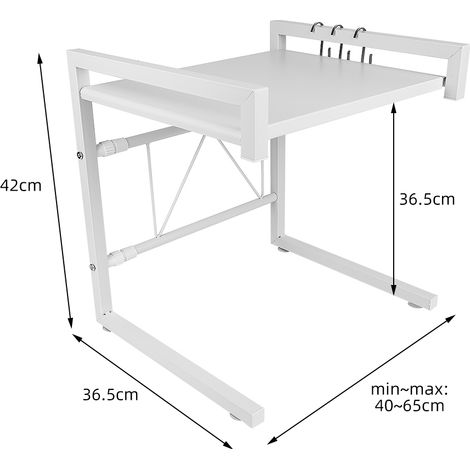 Scaffale da cucina regolabile, bianco, acciaio inox