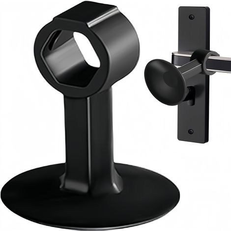 Butée porte en à ventouse protection murale lot de 3 Silicone Noir (1/4)