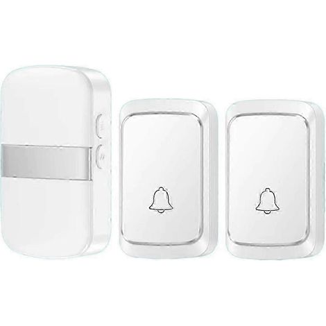 Sonnette sans fil avec fonction « Bienvenue à la maison », batterie intégrée, 60 sonneries, rappel d'appel, LED clignotante, alarme et alarme domestique. (1/5)