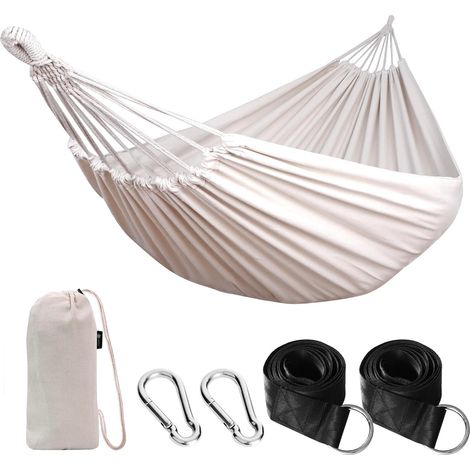 Outdoor-Camping-Hängematte, tragbar, aus Canvas, leicht, mit baumfreundlichen Gurten, Tragetasche, perfekt für Garten, Balkon, Terrasse, Strand und Wandern