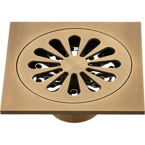 Drain de Douche Carré Drain de Sol Douche Drain de Déchets Évier de Douche Carré Accessoire de Salle de Bain Drain de Sol de Douche en Cuivre (1/5)