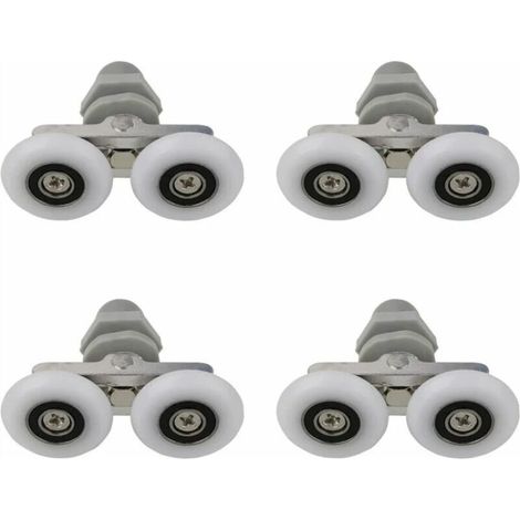 Doppelte Duschtürrollen, Duschtürrollen, Schiebetürrollen für Duschen, Ersatzrollen für Badezimmerduschen, Badezimmer-Ersatzteile, 23 mm, 4 Stück (1/5)