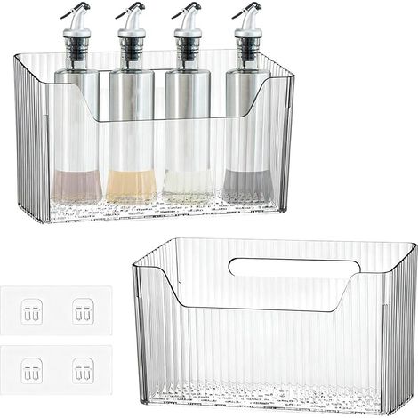 2 Pièces Armoires de Cuisine Porte Boîte de Rangement, Transparent Rangement Porte Cuisine, Multifonctionnel Boîtes Murales Autocollantes, pour Cuisines, Salles de Bains et Chambres (1/5)