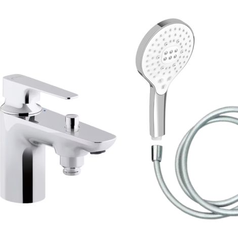 Mitigeur baignoire JACOB DELAFON Aleo+ + pommeau de douche Metro signature + flexible de douche lisse (1/5)
