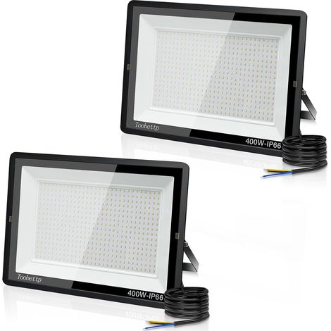 2PCS 400W Projecteur LED Extérieur, Spot LED Exterieur 40000LM Super Lumineux 6500K Blanc Froid Éclairage de Sécurité Extérieur IP66 Imperméable pour Garage Jardin Terrasse Parking (1/5)