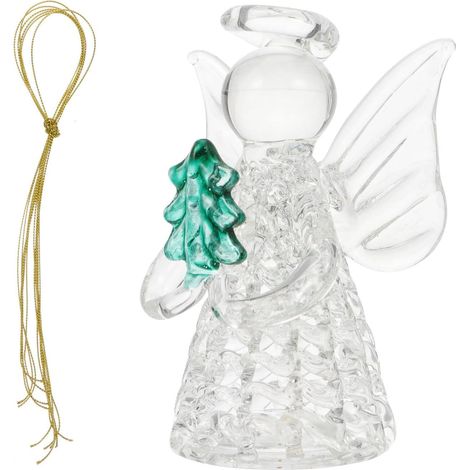 Lot de 6 Pendentifs de Noël en Verre Décorations Suspendues D’Ange Accessoires Festifs pour Décoration de Sapin et Intérieur Ornement Délicat pour Fête de Fin D’Année (1/5)