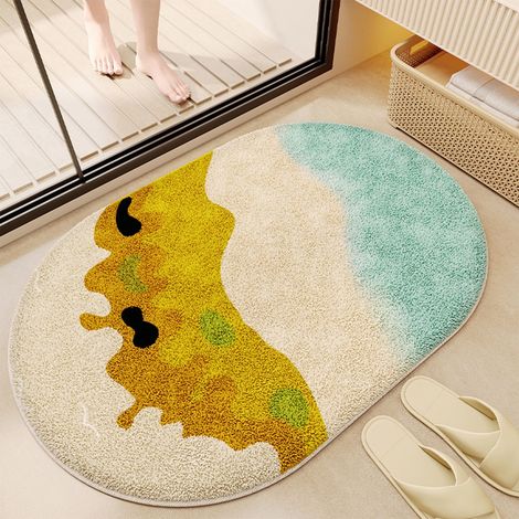 Tapis De Bain - Tapis D'Entrée En Imitation Laine De Mouton - Absorbant Et Anti-Dérapant - 40 X 60 Cm - 1 Pièce (1/5)