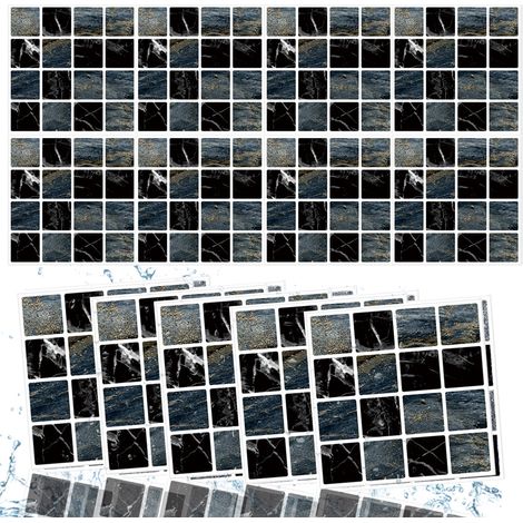 20 feuilles de mosaïque autocollantes pour la décoration intérieure, faciles à décoller et à coller, résistantes à l'eau, pour crédence de cuisine ou salle de bain, 10 x 10 cm (1/5)
