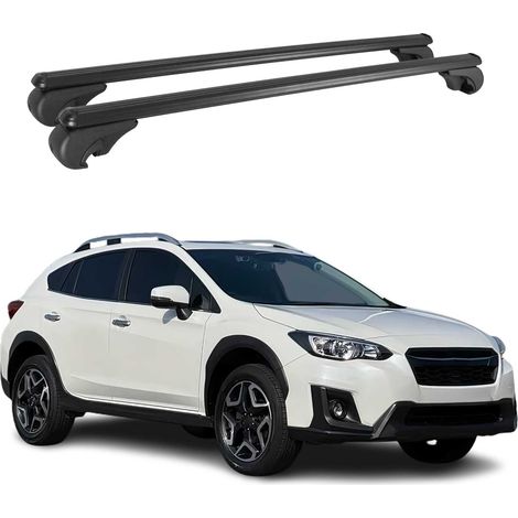 OMAC Aluminium Dachträger Querträger für Subaru XV II 2017-2023 – TÜV / DIN 75302:2019 – Abschließbar – Max. 75 kg – 2 Stangen Schwarz (1/5)