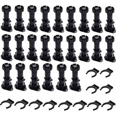 Pieds d'armoire 24 pièces, pieds de meubles, pieds de meubles réglables, base avec clips pour meubles, armoires et canapés (80 mm-100 mm) (1/5)