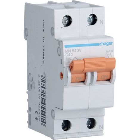 HAGER MN540V  Disjoncteur MN 1P+N 40A courbe C