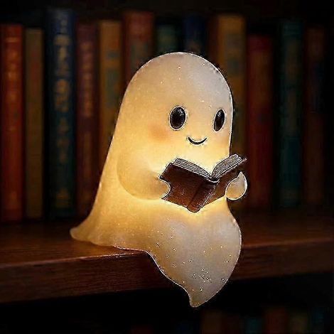 Lampe de lecture 3D fantôme LED 15 cm, veilleuse adorable pour décoration d'Halloween, lampe de chevet créative pour chambre d'enfant, idée cadeau unique pour les fêtes (1/3)