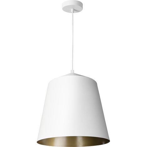 Paco Home Lámpara Colgante Salón Suspensión Mesa Comer Cocina Pantalla Industrial  Lámpara colgante - Blanco, Latón (Ø32.5 cm) (1/4)
