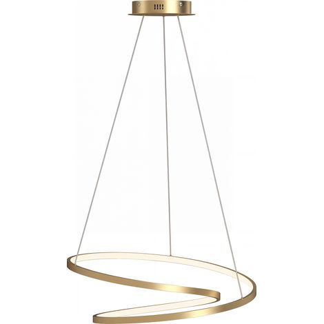 HOMCOM Lampadario LED Sospensione con Altezza Regolabile, 2 Anelli, Oro (1/5)