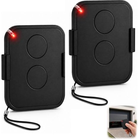 Set di 2 telecomandi universali per cancelli a 433,92 MHz, con codice variabile di sicurezza, 2 canali di trasmissione per l'automazione di porte da garage e cancelli, formato compatto. (1/5)