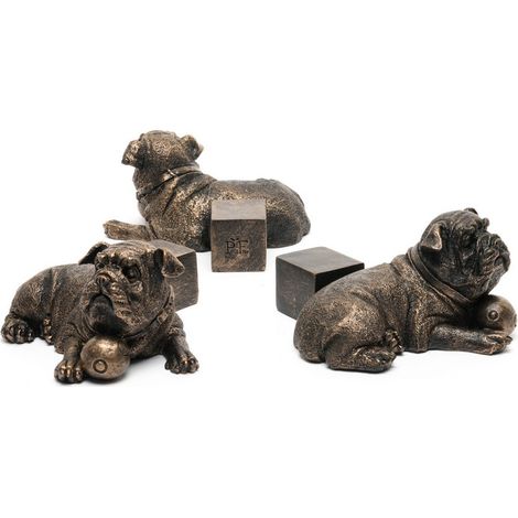 Resting British Bulldog Plant Pot Feet - Set of 3 - L8.2 x W9 x H8.5 cm