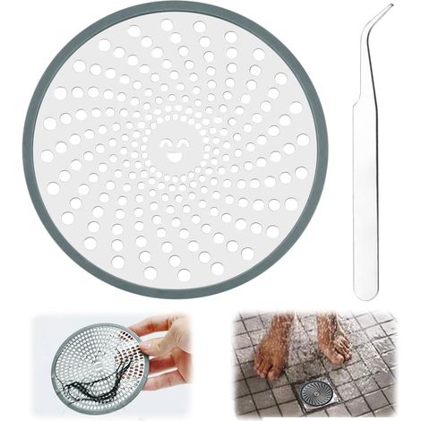 Filtro de desagüe de ducha de acero inoxidable, recolector de pelos, colador de desagüe, resistente a la oxidación, antiobstrucción, fácil de limpiar para baño, cocina, bañera, color plateado.