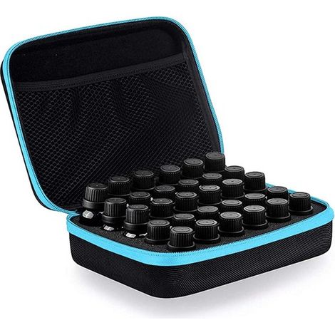 Contenitore portatile per oli essenziali - borsa portaoggetti - scatola per smalto per unghie - contenitore per flaconi di vernice - contiene 30 flaconi - azzurro cielo (1/5)